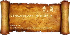 Vidovenyecz Miklós névjegykártya
