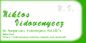 miklos vidovenyecz business card